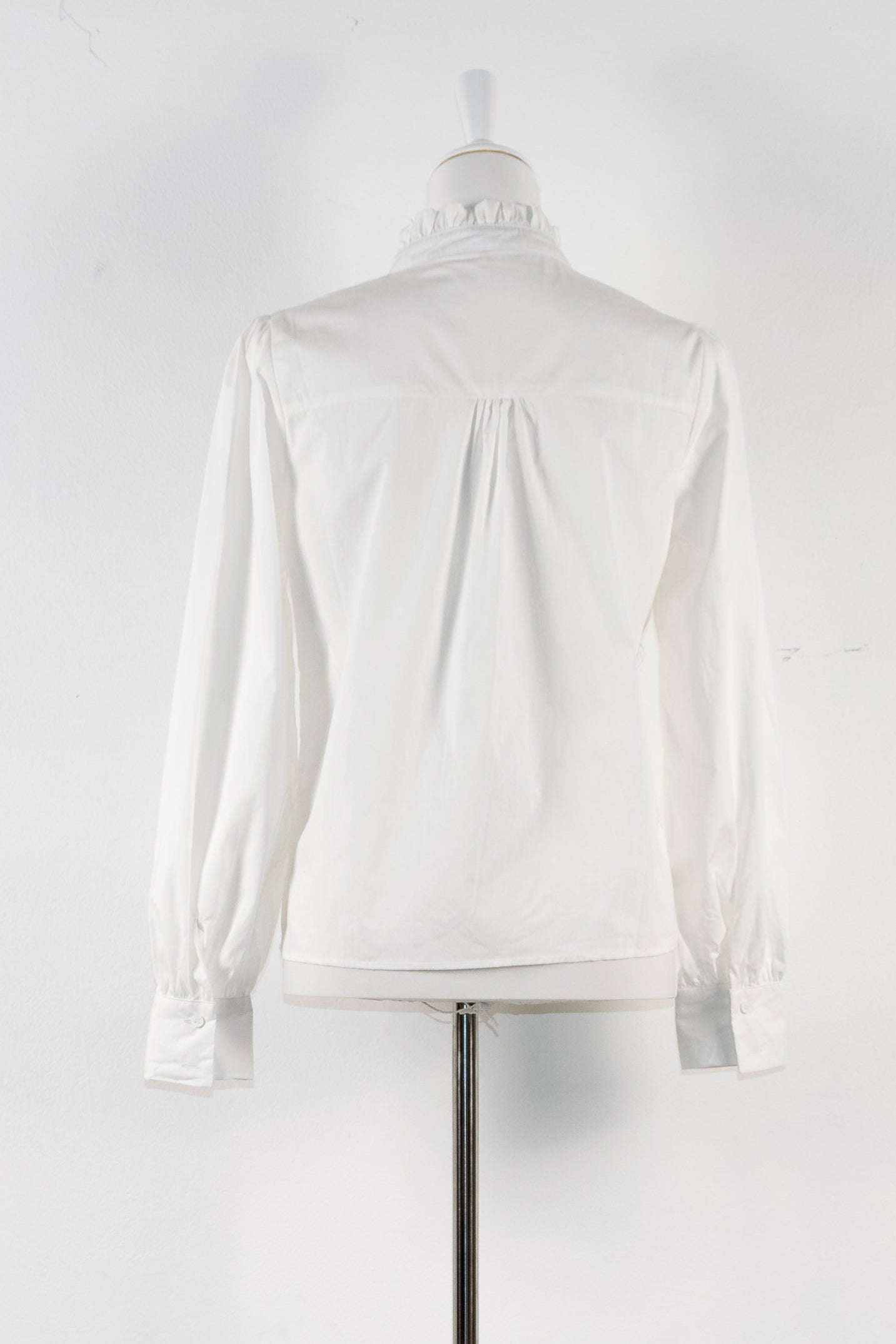 White Shirt with Ruffled Collar