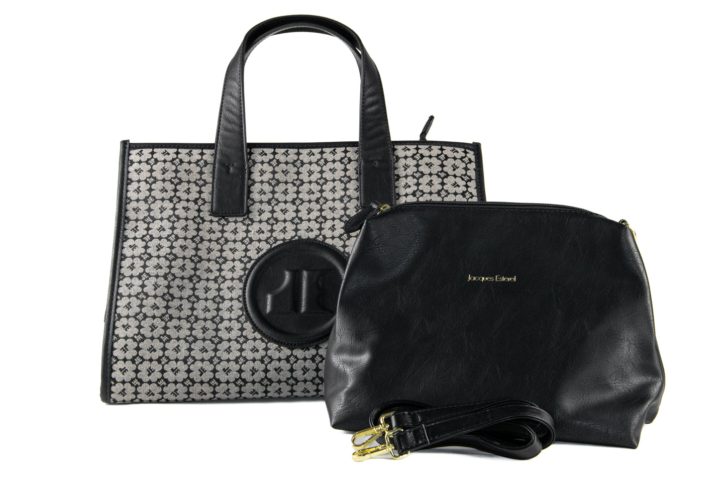 Sac cabas structuré avec trousse et bandoulière – Jacques Esterel